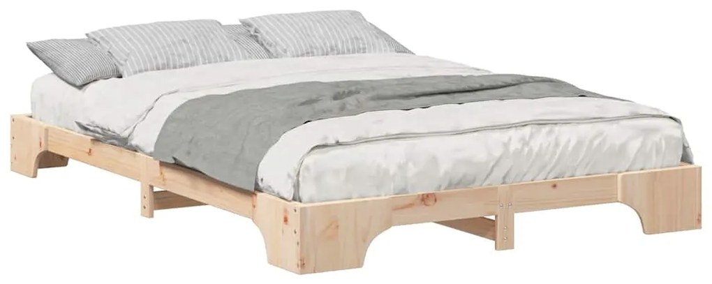 vidaXL Κρεβάτι δαπέδου με αποθήκευση Καφέ 140 x 210 cm ξύλο