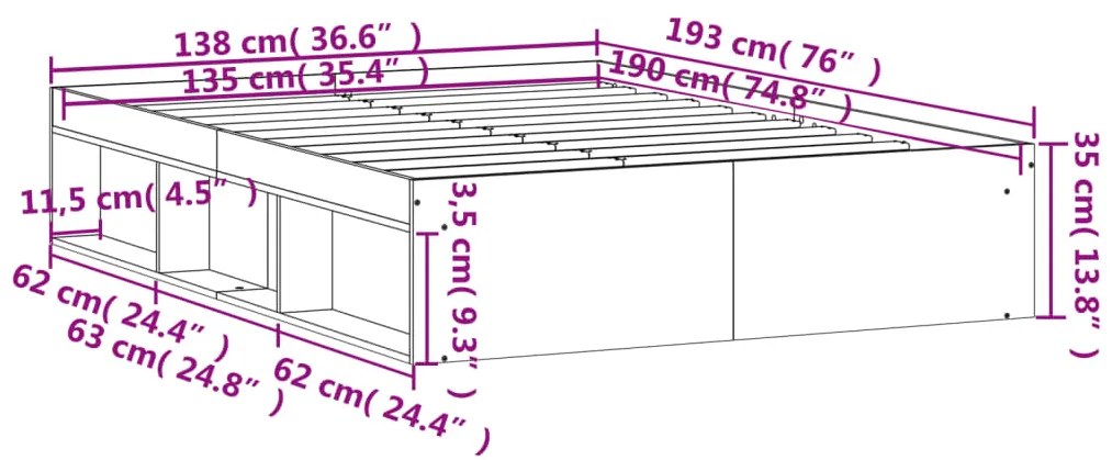 ΠΛΑΙΣΙΟ ΚΡΕΒΑΤΙΟΥ ΜΑΥΡΟ 135X190 ΕΚ. DOUBLE 3203909