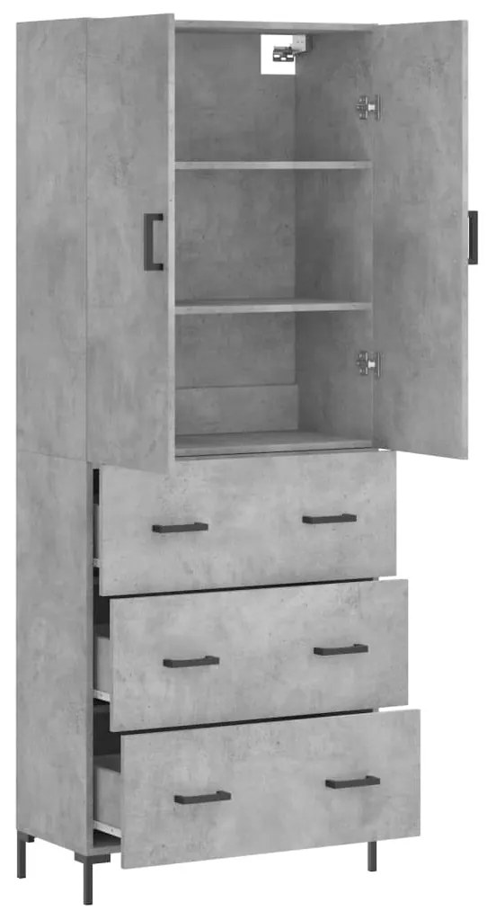 vidaXL Ντουλάπι Γκρι Σκυροδέματος 69,5x34x180 εκ. Επεξεργασμένο Ξύλο