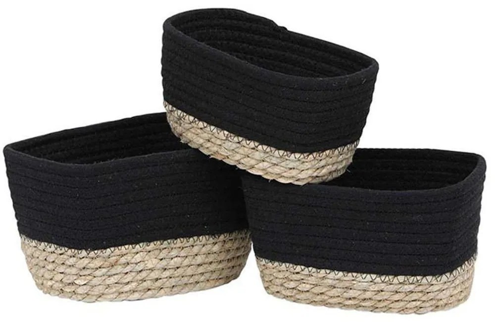 Καλάθια Tahitian (Σετ 3Τμχ) 06.84164247 23x15x13,5/21x13x12/21x13x12cm Natural-Black Cotton,Wicker