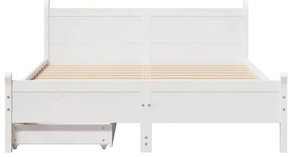 vidaXL Σκελετός Κρεβ. Χωρίς Στρώμα Λευκό 150x200 εκ Μασίφ Πεύκο