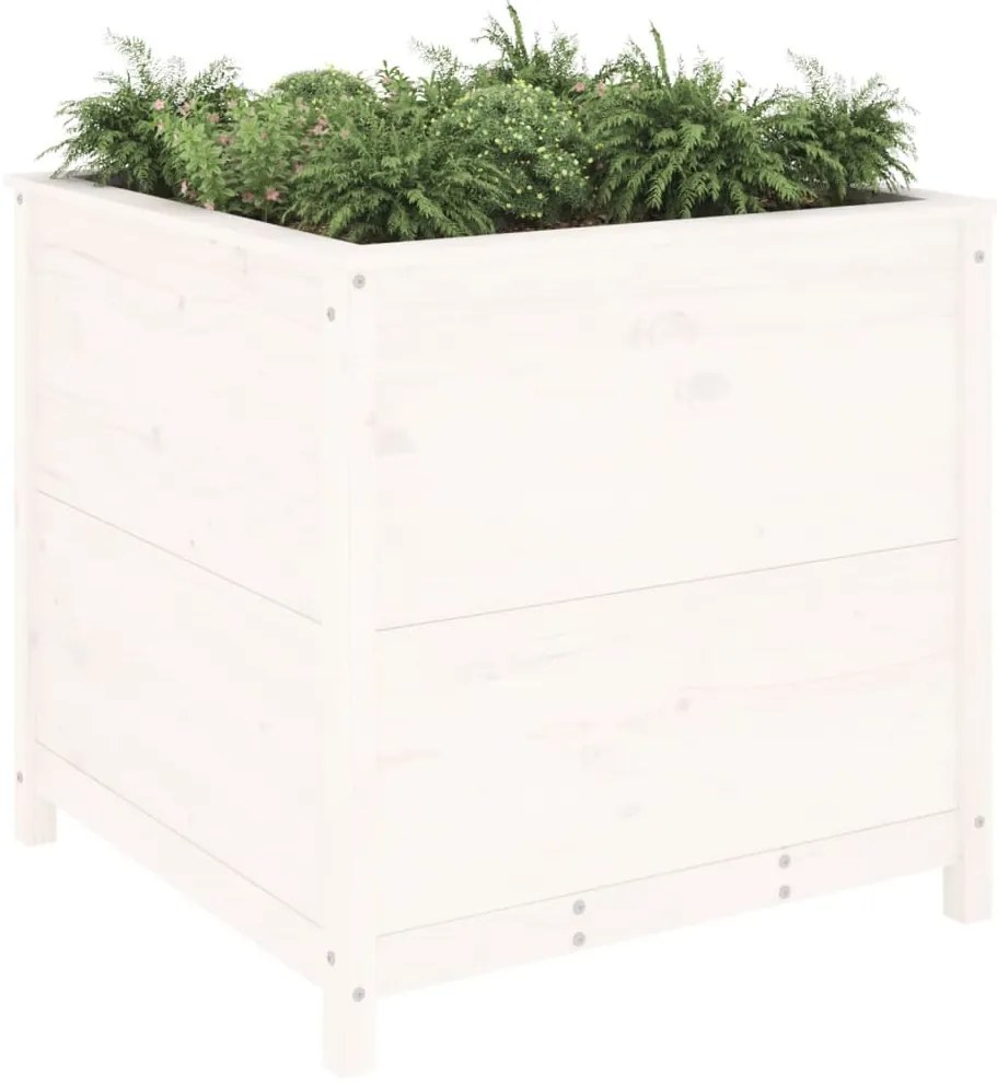 vidaXL Ζαρντινιέρα Λευκή 82,5 x 82,5 x 78 εκ. από Μασίφ Ξύλο Πεύκου