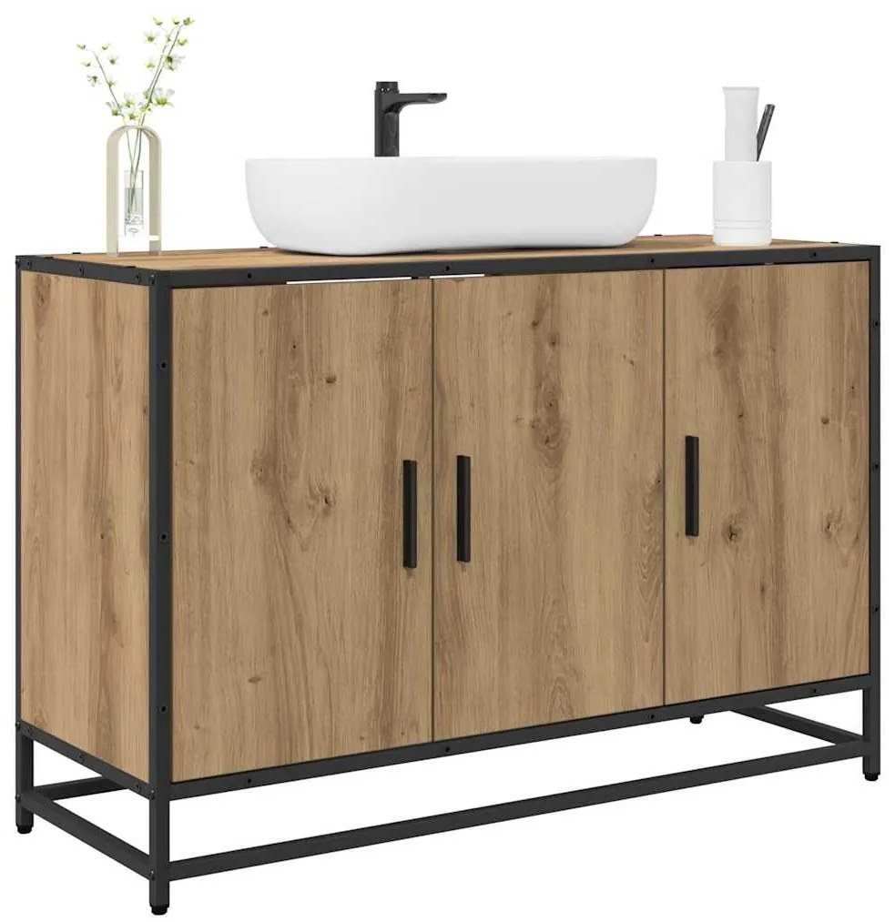 vidaXL Ντουλάπα Νιπτήρα Mπάνιου με ράφι artisan δρυς 90 x 33 x 60 εκ.