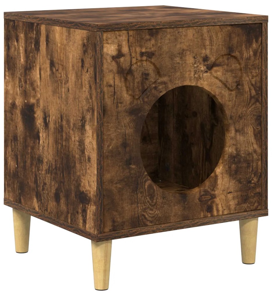 vidaXL Σπίτι Γάτας Καπνιστό Δρύς 42,5 x 40 x 53 εκ Επεξεργασμένο ξύλο