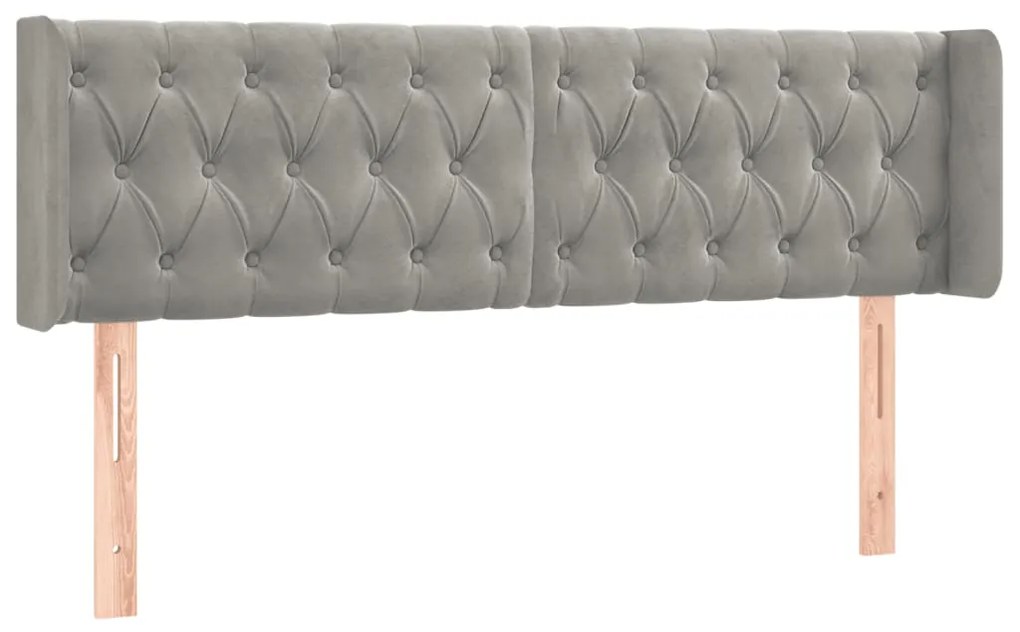 Κεφαλάρι Κρεβατιού LED Ανοιχτό Γκρι 163x16x78/88 εκ. Βελούδινο 3123626