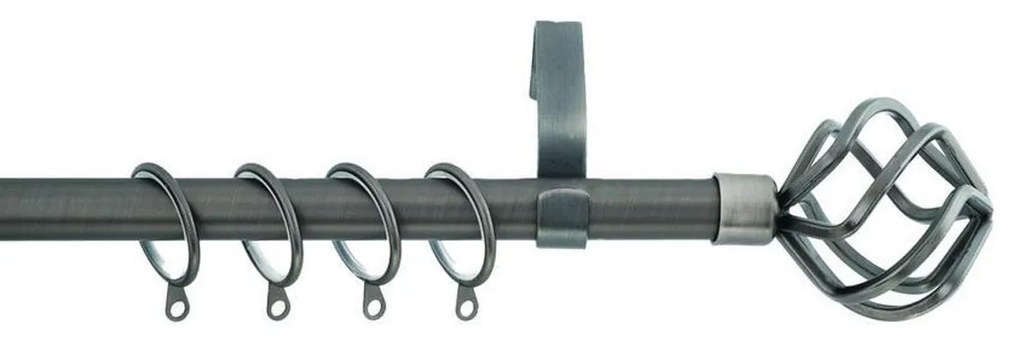 Κουρτινόξυλο Φ19mm Μονό Επεκτεινόμενο 160-300cm Με Άκρα Grace Ball Cage Antrhacite 790297