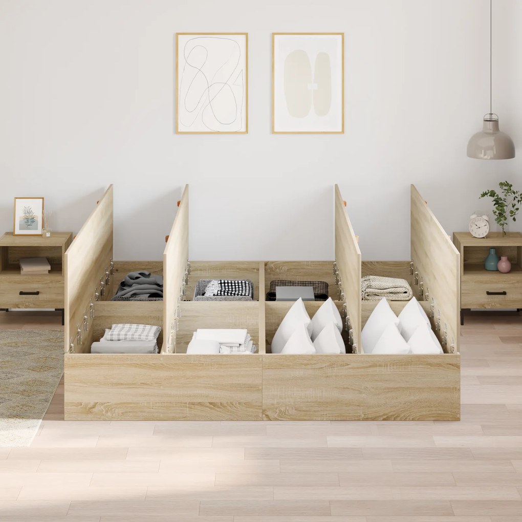 vidaXL Κρεβάτι αποθήκευσης από Sonoma Oak 200x200 εκ.
