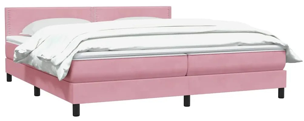 vidaXL Box Spring κρεβάτι με στρώμα ροζ 180x220 cm Βελούδινο