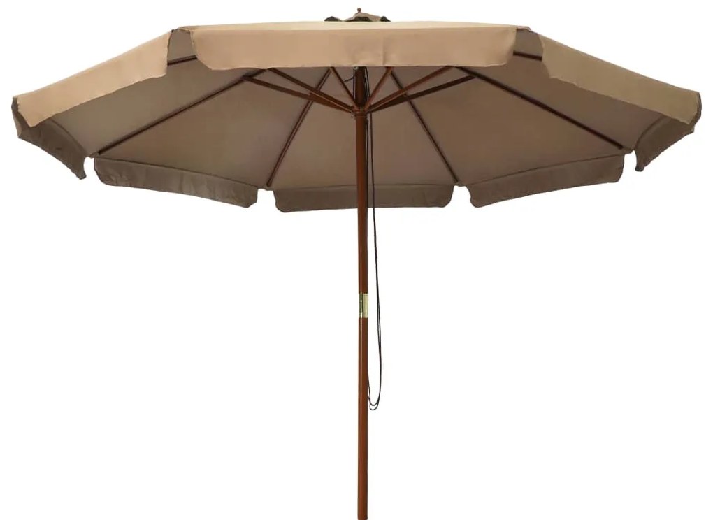 vidaXL Ομπρέλα Κήπου Χρώμα Taupe 330 εκ. με Ξύλινο Ιστό