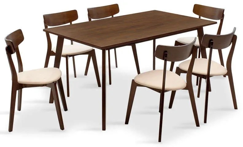 Τραπεζαρία Benson - Toto Σετ 7τμχ 200-000190 150x90x75cm Walnut 6 Θέσεων