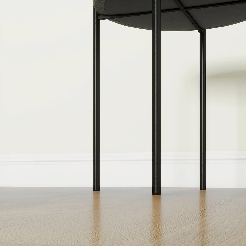 Σκαμπό κουζίνας HOMCOM σετ 4 τεμαχίων, στοιβαζόμενα, όψη βελούδο, έως 100kg, ατσάλινο πλαίσιο, 41,5 x 41,5 x 46 cm, Σκούρο Γκρι