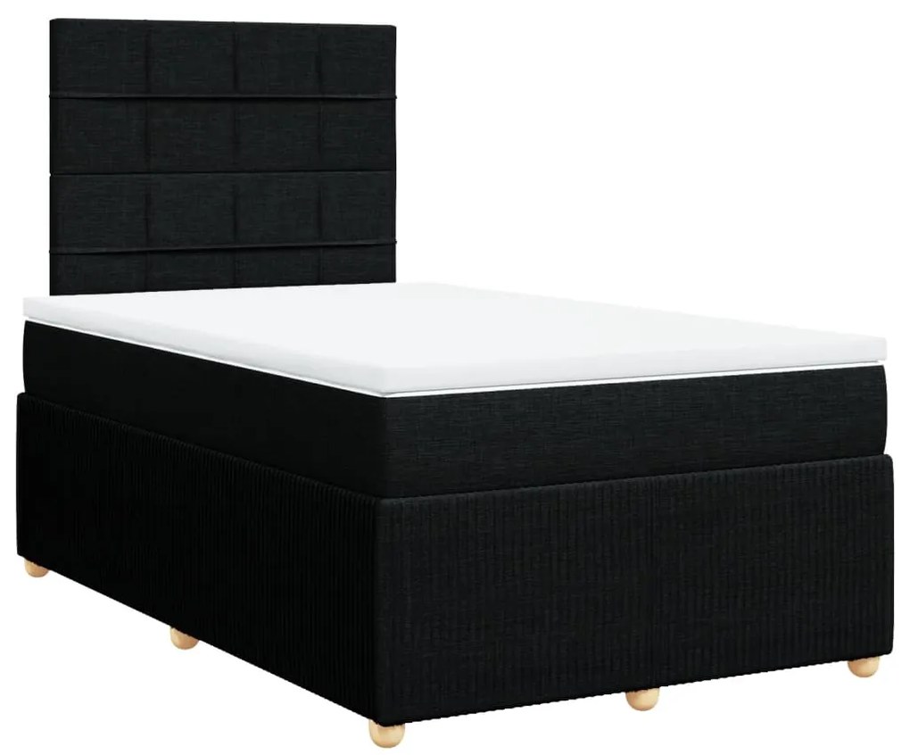 vidaXL Κρεβάτι Boxspring με Στρώμα Μαύρο 120x200 εκ. Υφασμάτινο