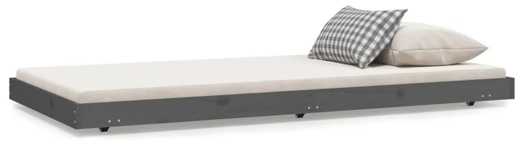 vidaXL Πλαίσιο Κρεβατιού Γκρι 75 x 190 εκ. από Μασίφ Ξύλο Πεύκου