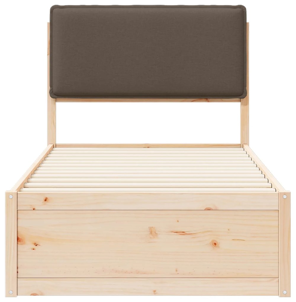 vidaXL Σκελετός Κρεβατιού με Επενδεδυμένο Κεφαλάρι Taupe 100 x 200 cm