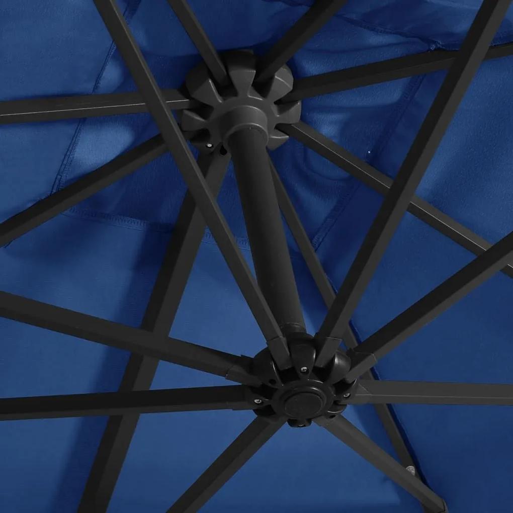 Ομπρέλα Κρεμαστή Αζούρ Μπλε 250x250 εκ. με Ατσάλινο Ιστό &amp; LED - Μπλε