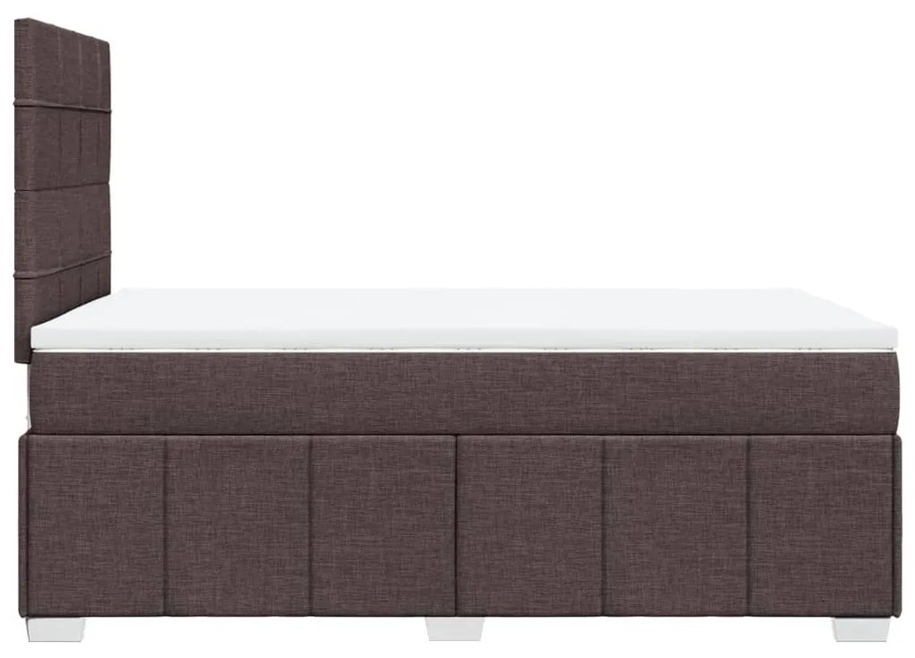 Κρεβάτι Boxspring με Στρώμα Σκούρο Καφέ 120x190 εκ Υφασμάτινο - Καφέ