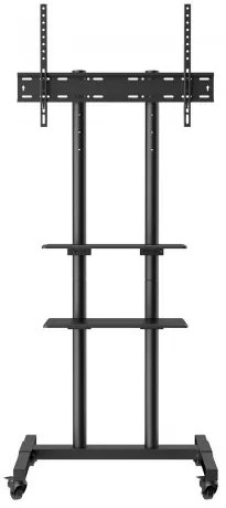VEVOR Mobile TV Stand, Mobile TV Cart for 32 to 70 inch TVs, Height Adjustable Portable TV Stand with Wheels, Double Tray for Audio-Visual Devices, Rolling TV Stand with Mount for Bedroom, Living Room