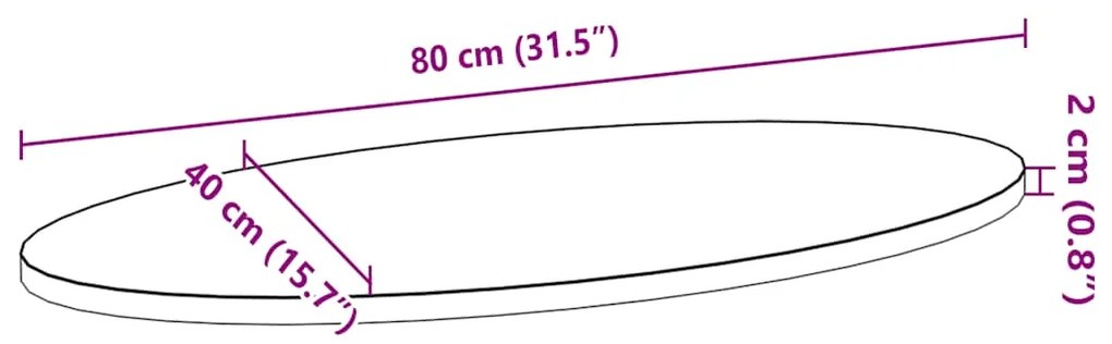 Επιτραπέζια επιφάνεια Ανοιχτό Καφέ 80x40x2 εκ. Ξύλο Δρυός Οβάλ - Καφέ