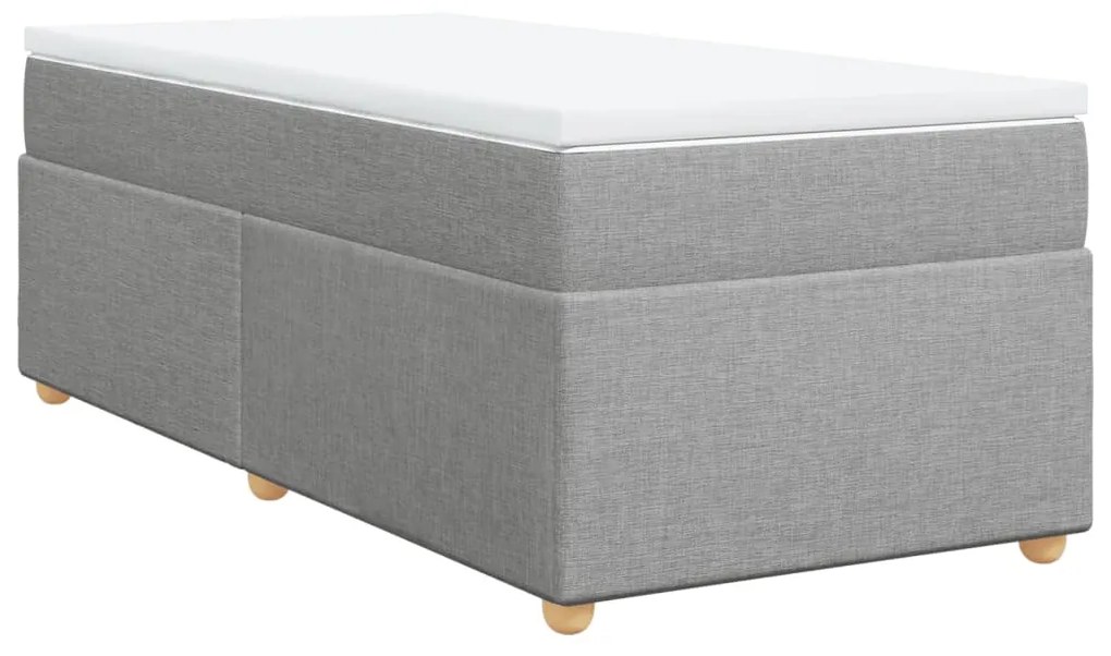 vidaXL Κρεβάτι Boxspring με Στρώμα Ανοιχτό Γκρι 90x200 εκ. Υφασμάτινο