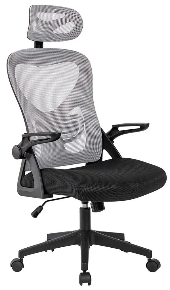 BF3050 Πολυθρόνα Γραφείου- Διευθυντή, Mesh Μαύρο-Γκρι, Μπράτσα up-down 63x63x118/128cm