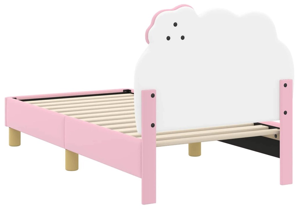 vidaXL Κρεβατική βάση για παιδιά με προσκέφαλο Ροζ 70 x 140 cm PU