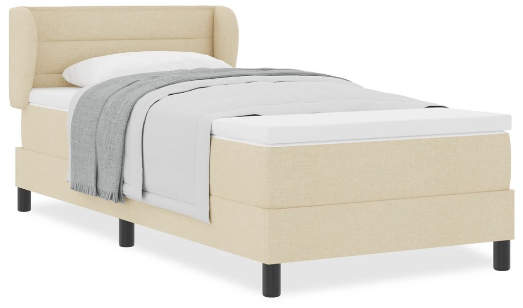 vidaXL Κρεβάτι Box Spring με στρώμα Κρεμ 100x200 εκ. Υφάσματος