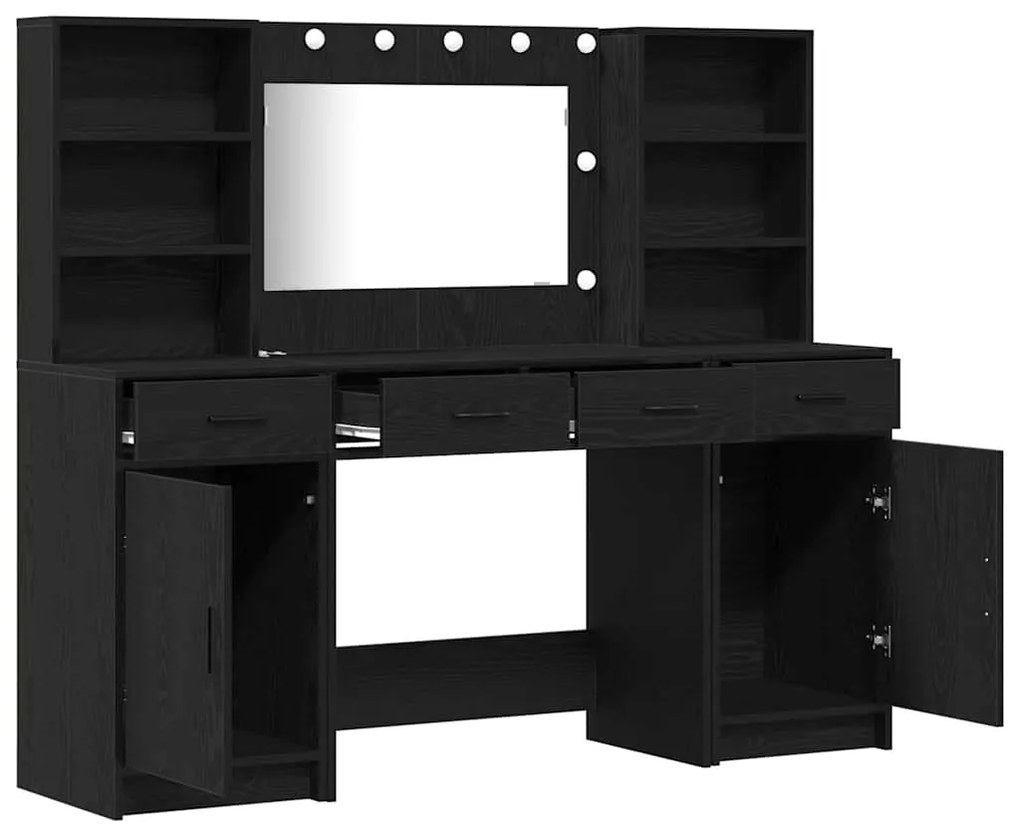 vidaXL Σετ Τραπεζιού Μακιγιάζ 3 pcs Μαύρη δρυς 78.5 x 41 x 135 εκ