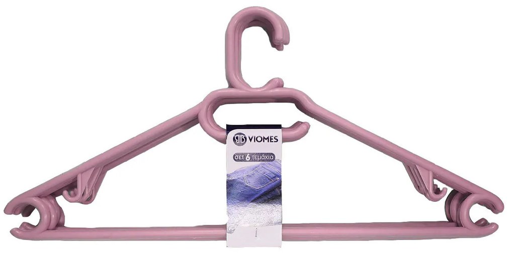 Κρεμάστρες Ρούχων (Σετ 6τμχ) Viomes 094-61 Λιλά