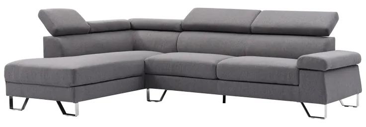 Γωνιακός καναπές Gracious pakoworld αριστερή γωνία ύφασμα ανθρακί 257x178x86εκ