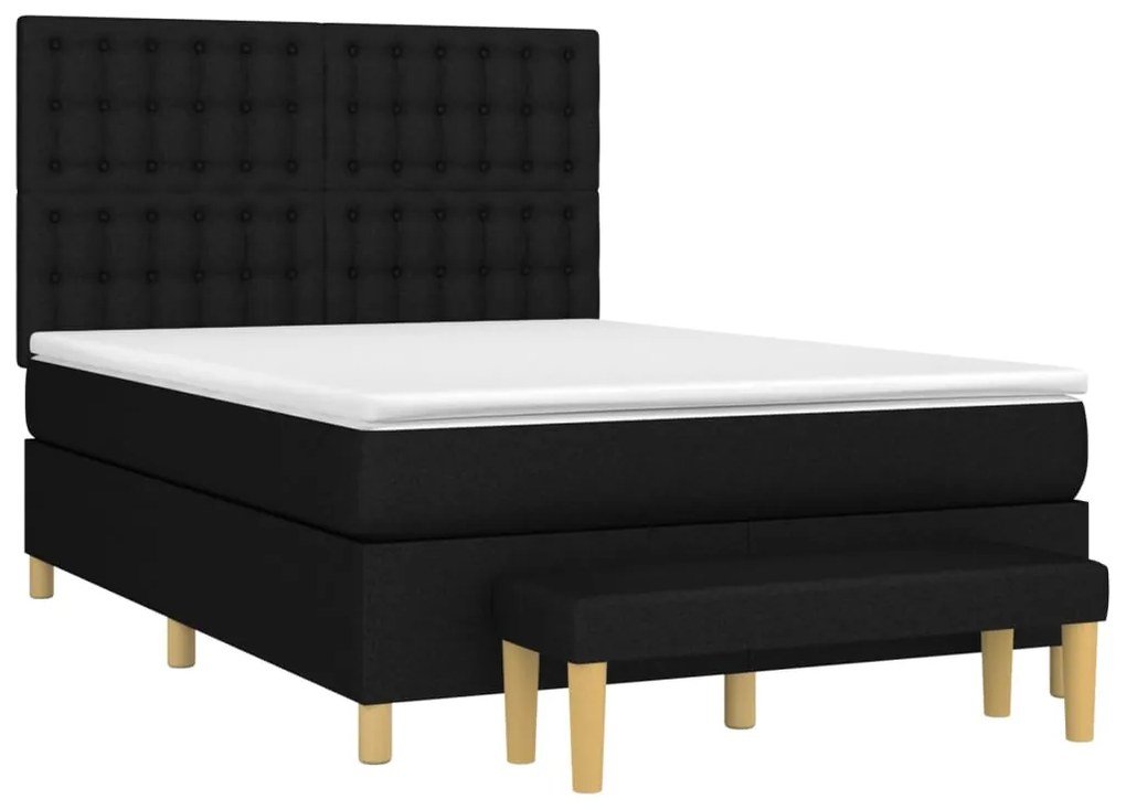 vidaXL Κρεβάτι Boxspring με Στρώμα Μαύρο 140x200 εκ. Υφασμάτινο