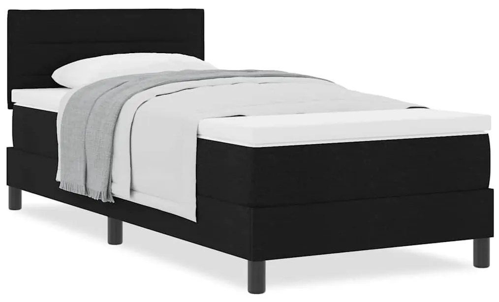 vidaXL Κρεβάτι box spring με στρώμα με στρώμα Μαύρο 90 x 190 cm ύφασμα