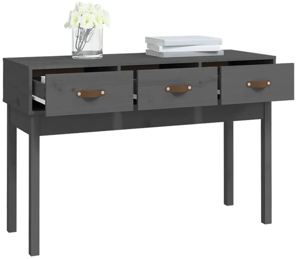 vidaXL Τραπέζι Κονσόλα Γκρί 114x40x75 εκ. από Μασίφ Ξύλο Πεύκου