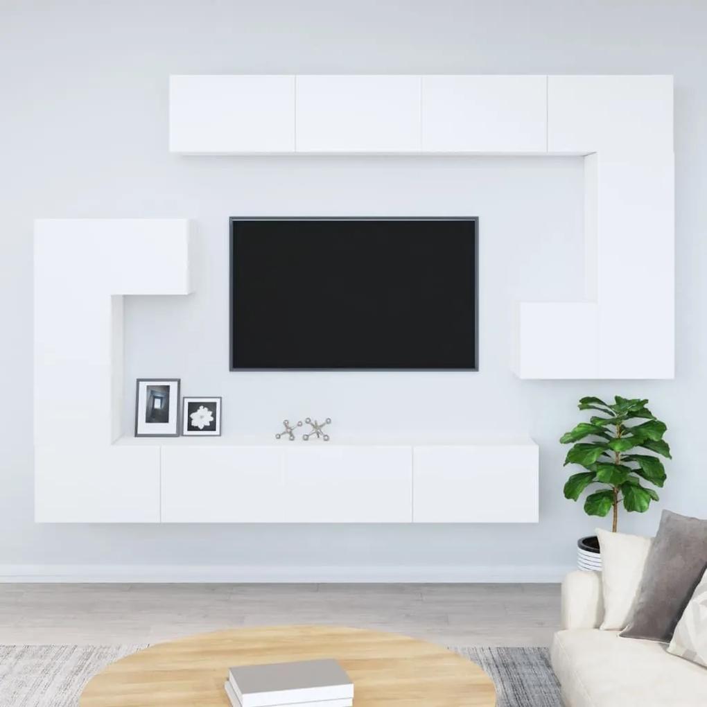 Έπιπλο Τηλεόρασης Επιτοίχιο Λευκό από Επεξεργασμένο Ξύλο - Λευκό
