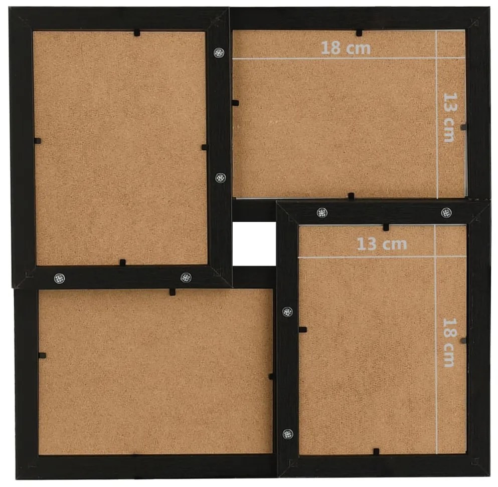 vidaXL Πλαίσιο Φωτογραφιών Κολάζ Μαύρο για Φωτ. 4 x (13 x 18 εκ.) MDF