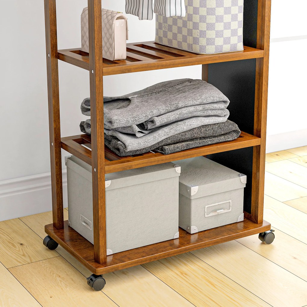 HOMCOM Καθρέφτης 2-σε-1, Καθρέφτης Ολόσωμος, Ντουλάπα, 1 Κρεμάστρα, 3 Ράφια, 35,8 x 59,8 x 170 cm, Φυσικό