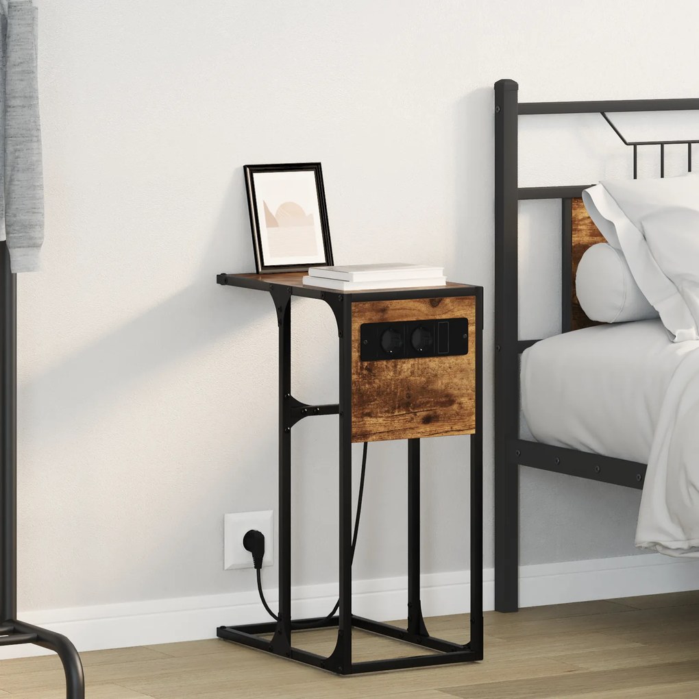 vidaXL Κομοδίνο Καπνιστή δρυς 41.5 x 26 x 60.5 εκ Επεξεργασμένο ξύλο