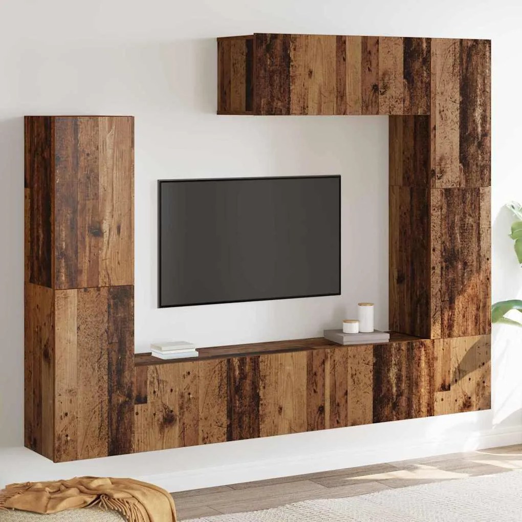 vidaXL Σετ επίπλου τηλεόρασης 7 pcs Παλαιό ξύλο 80 x 30 x 30 εκ