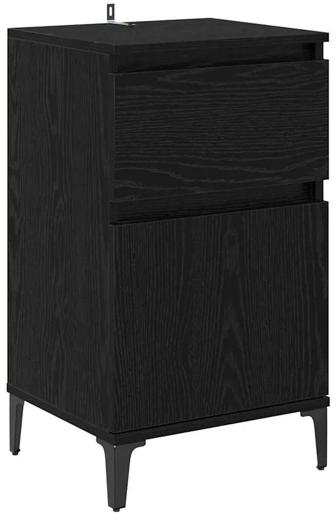 vidaXL Κομοδίνο 2 pcs Μαύρη Οξυά 40 x 35 x 70 εκ. Επεξεργασμένο ξύλο
