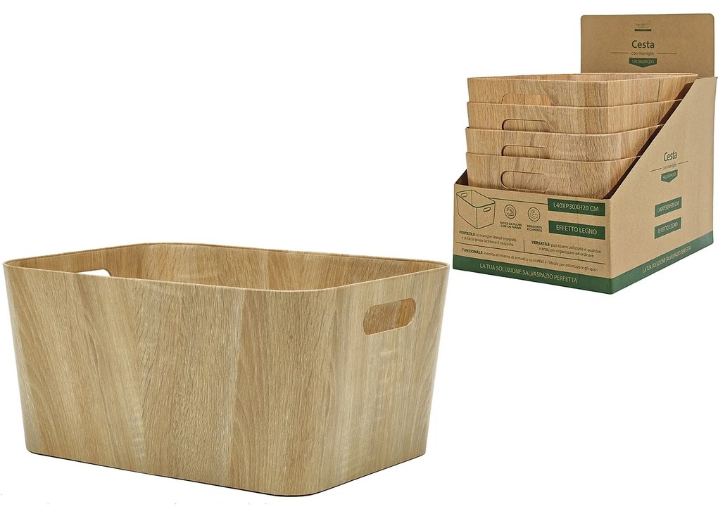 Καλάθι φυσικό/ξύλο/πλαστικό/χαρτί 40x30x20cm Σε 6 Χρώματα-06512497