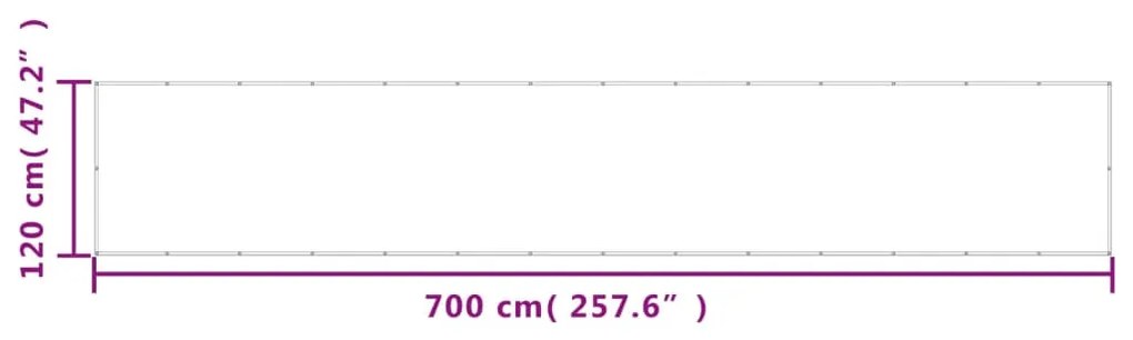 vidaXL Διαχωριστικό Βεράντας Αν.Γκρι 120x700εκ 100% Πολ. Ύφασμα Oxford