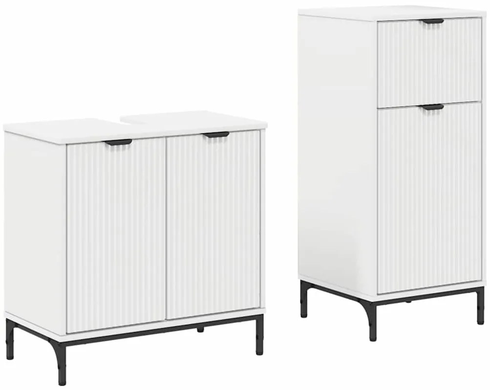 vidaXL Σετ Επίπλων Μπάνιου με συρτάρι 2 pcs Λευκό 39.5 x 36 x 88 εκ