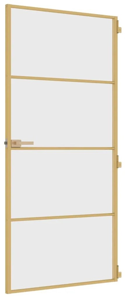 vidaXL Εσωτερική Πόρτα Χρυσή 93 x 201,5 εκ. Ψημένο Γυαλί &amp; Αλουμίνιο
