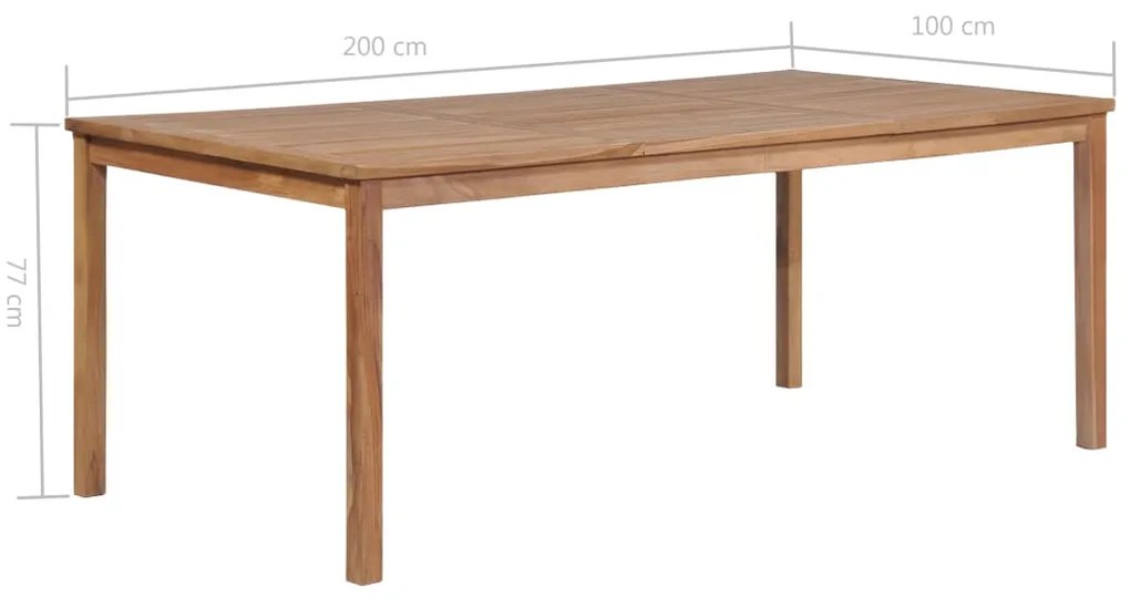 vidaXL Τραπέζι Κήπου 200 x 100 x 77 εκ. από Μασίφ Ξύλο Teak