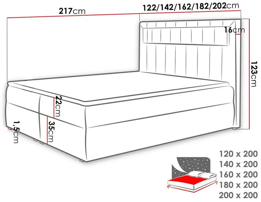Κρεβάτι continental Baltimore 131, Continental, Διπλό, Άσπρο, 180x200, Οικολογικό δέρμα, Τάβλες για Κρεβάτι, 182x217x123cm, 177 kg, Στρώμα: Ναι
