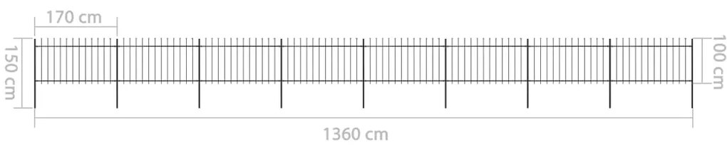 vidaXL Κάγκελα Περίφραξης με Λόγχες Μαύρα 13,6 x 1 μ. από Χάλυβα