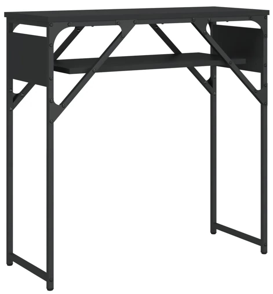 Τραπέζι Κονσόλα με Ράφι Μαύρο 75x30x75 εκ. Επεξεργασμένο Ξύλο - Μαύρο