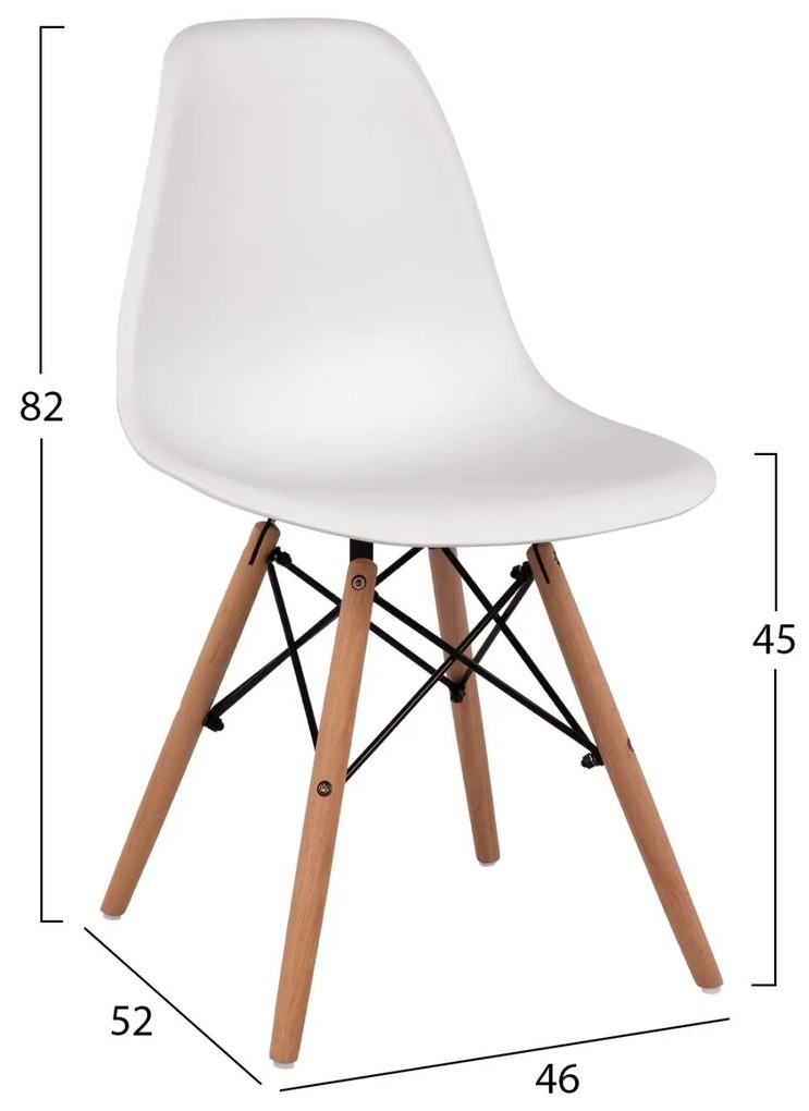 Καρέκλα C8460.01 Twist PP και Ξύλινα πόδια Λευκή 46x50x82εκ. 4αδα 46x50x82 εκ.