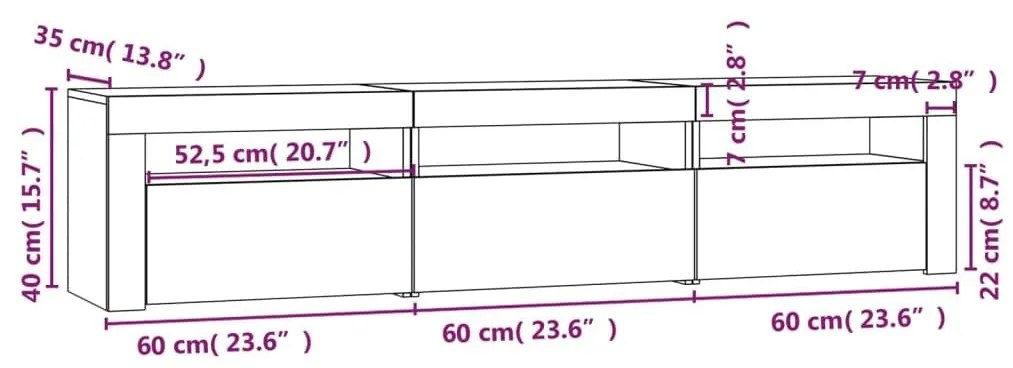 Έπιπλο Τηλεόρασης με LED Καπνιστή Δρυς 180x35x40 εκ. - Καφέ