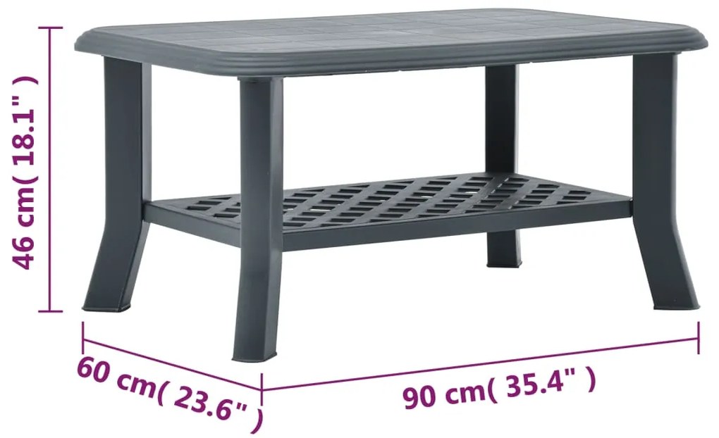vidaXL Τραπεζάκι Σαλονιού Πράσινο 90 x 60 x 46 εκ. Πλαστικό