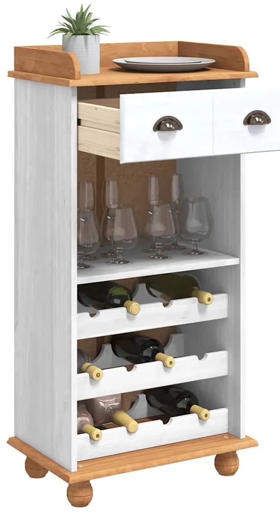 vidaXL Ντουλάπι κρασιού Λευκό 57 x 37 x 114 εκ. Μασίφ ξύλο πεύκου